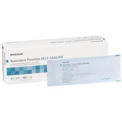 Sterilization Pouch McKesson Ethylene Oxide (EO) Gas / Steam 3 1/2 X 9 Inch Transparent Blue / White Self Seal Paper / Film