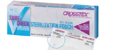 Sterilization Pouch Sure Check Ethylene Oxide (EO) Gas / Steam 5 1/4 X 10 Inch Transparent Self Seal Film