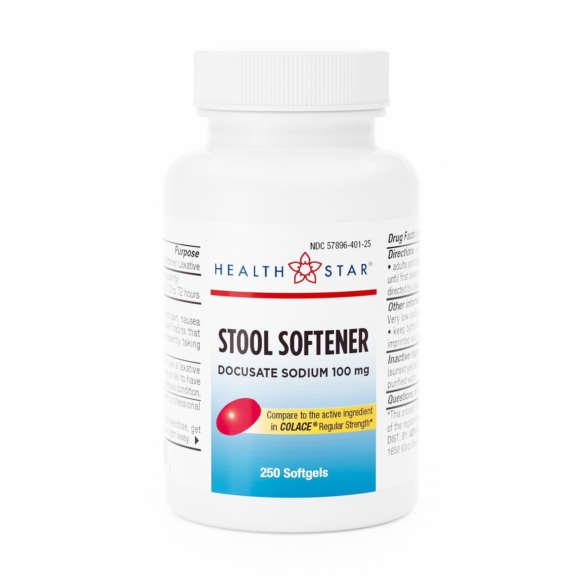 Stool Softener McKesson Brand Softgel 250 per Bottle 100 mg Strength Docusate Sodium
