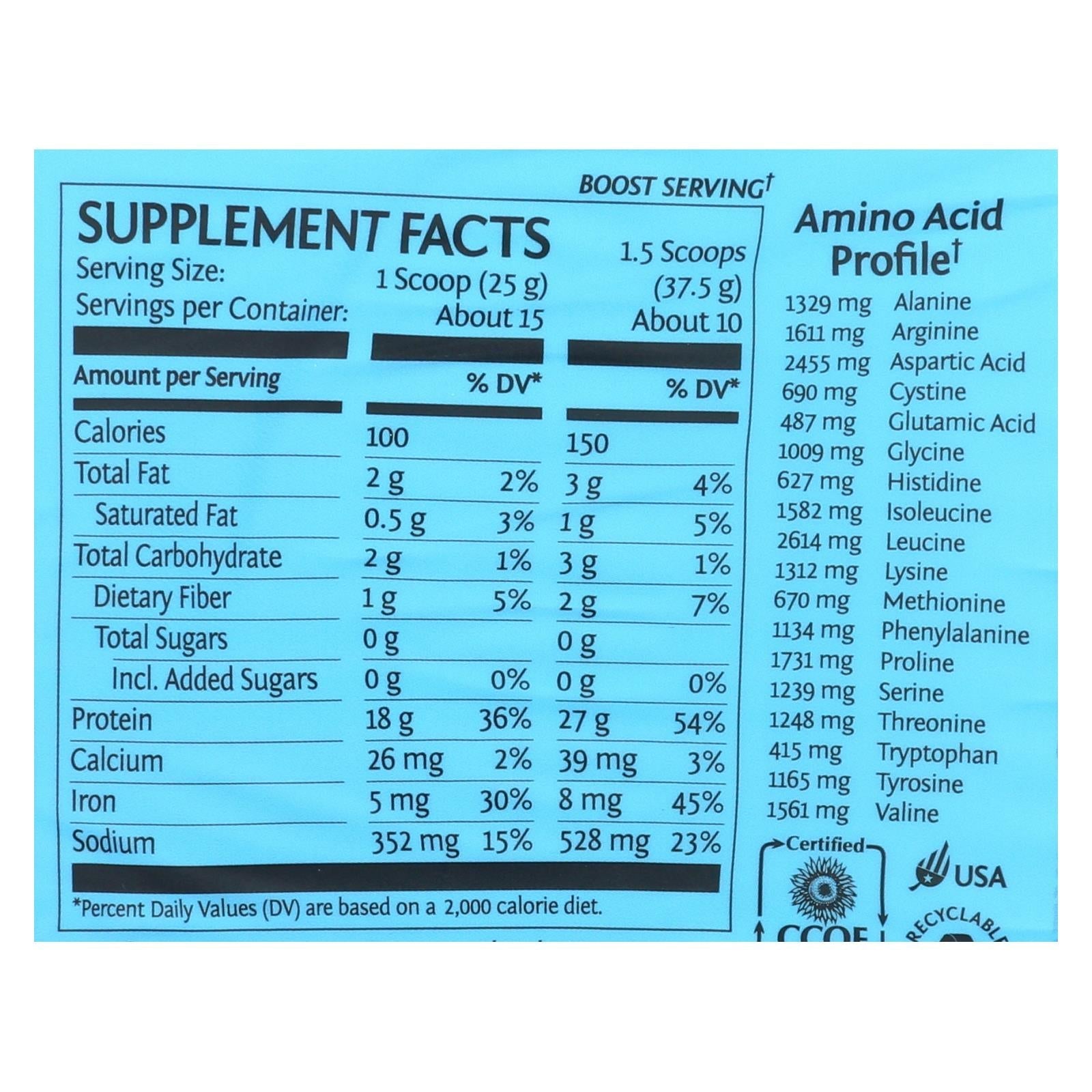 sunwarrior warrior vanilla blend pea hemp seed goji berry blended protein 1 each 375 grm