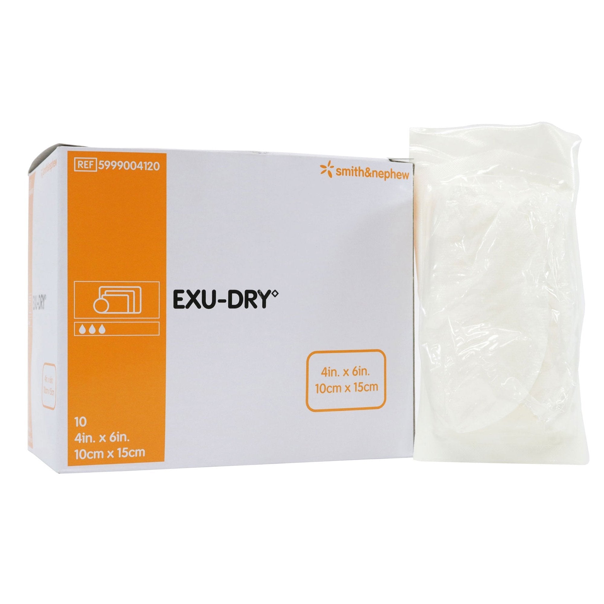 Super Absorbent Dressing EXU DRY Anti Shear 4 X 6 Inch Rectangle