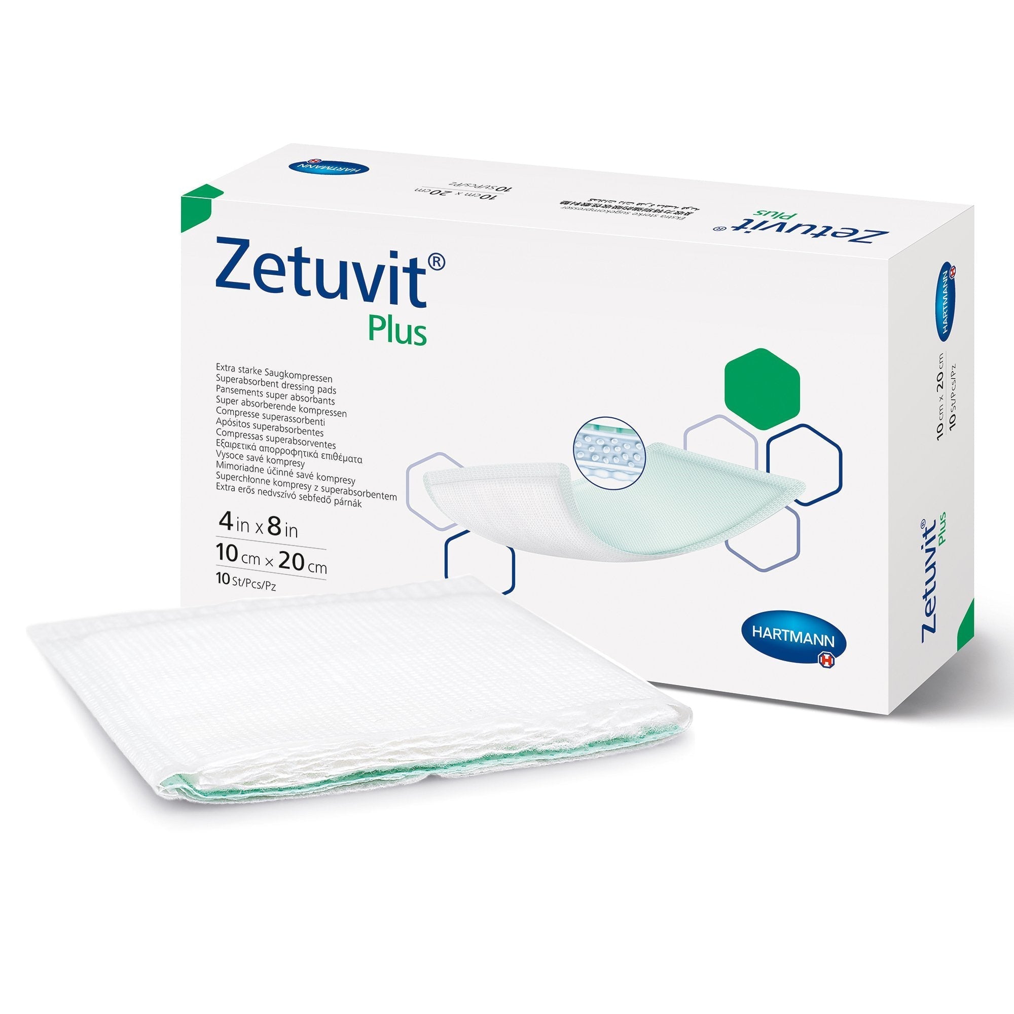 Super Absorbent Dressing Zetuvit Plus Without Adhesive 4 X 8 Inch Rectangle