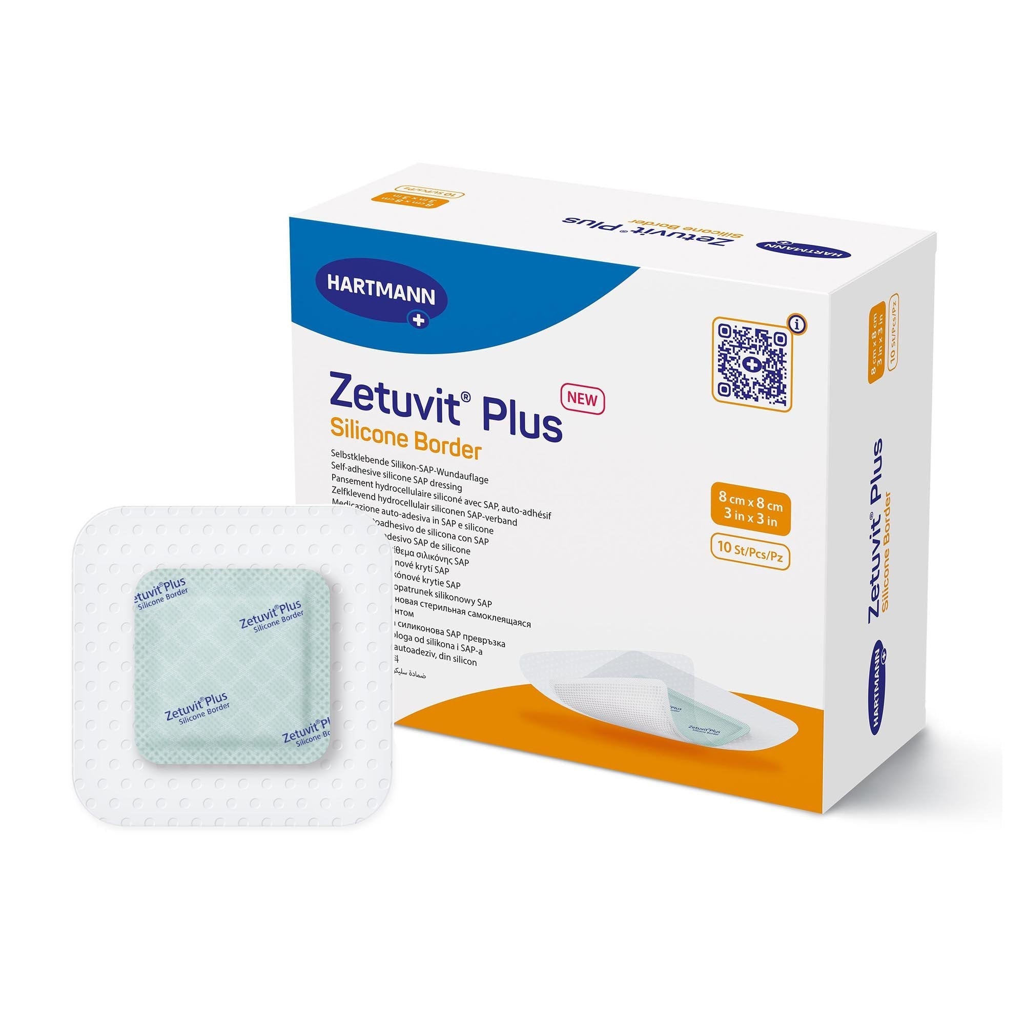Super Absorbent Dressing Zetuvit Plus Silicone Border Silicone Adhesive 3 X 3 Inch Square