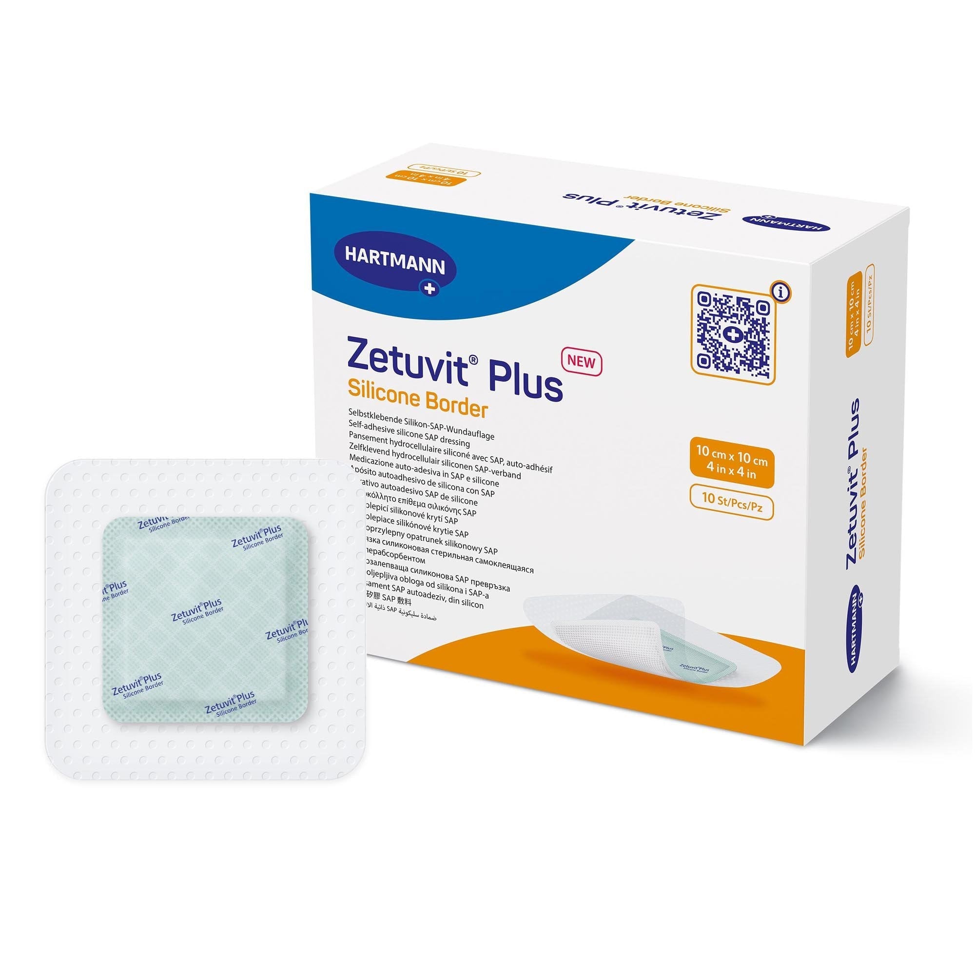 Super Absorbent Dressing Zetuvit Plus Silicone Border Silicone Adhesive 4 X 4 Inch Square