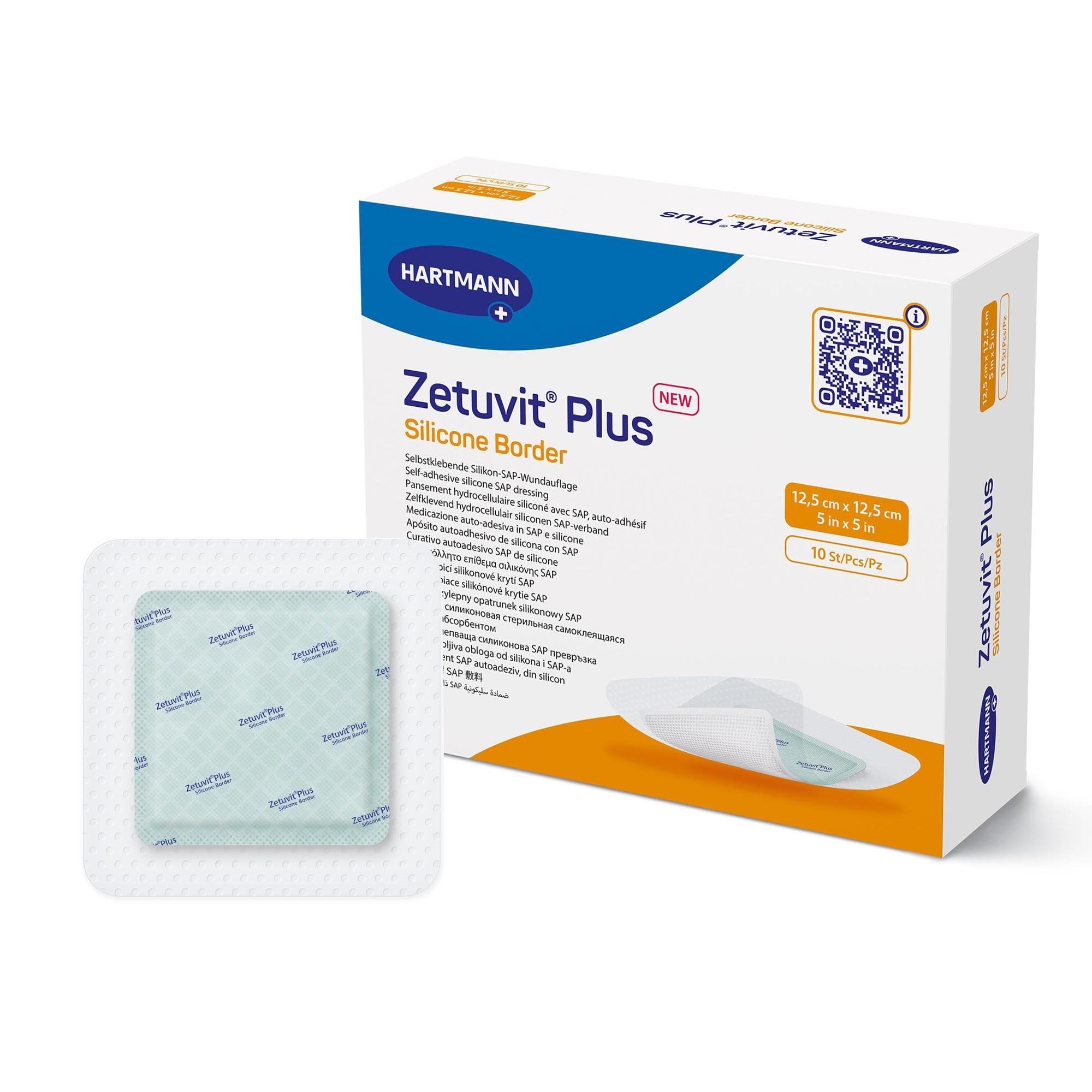 Super Absorbent Dressing Zetuvit Plus Silicone Border Silicone Adhesive 5 X 5 Inch Square