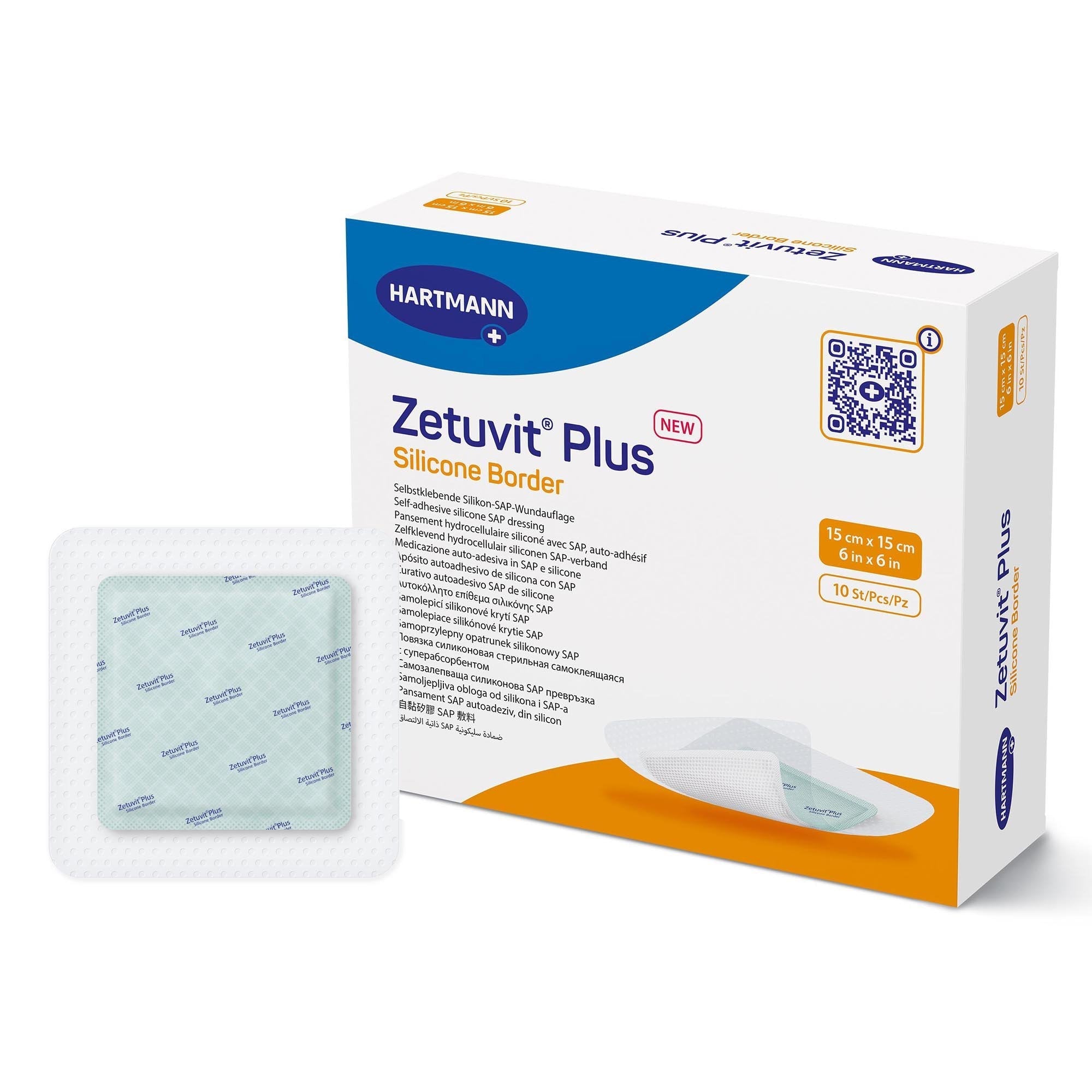 Super Absorbent Dressing Zetuvit Plus Silicone Border Silicone Adhesive 6 X 6 Inch Square
