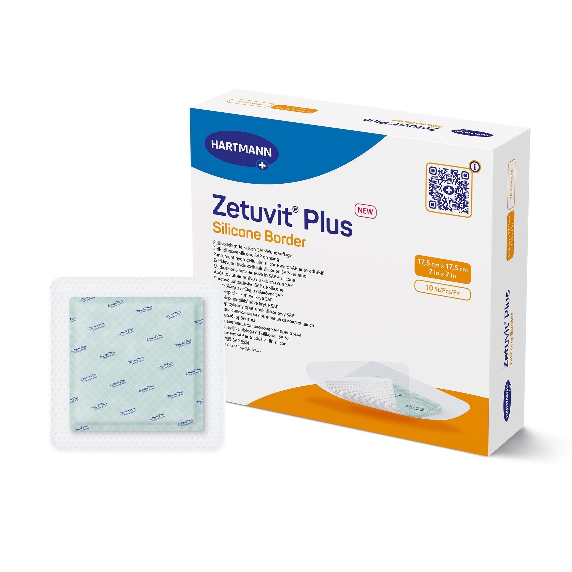 Super Absorbent Dressing Zetuvit Plus Silicone Border Silicone Adhesive 7 X 7 Inch Square