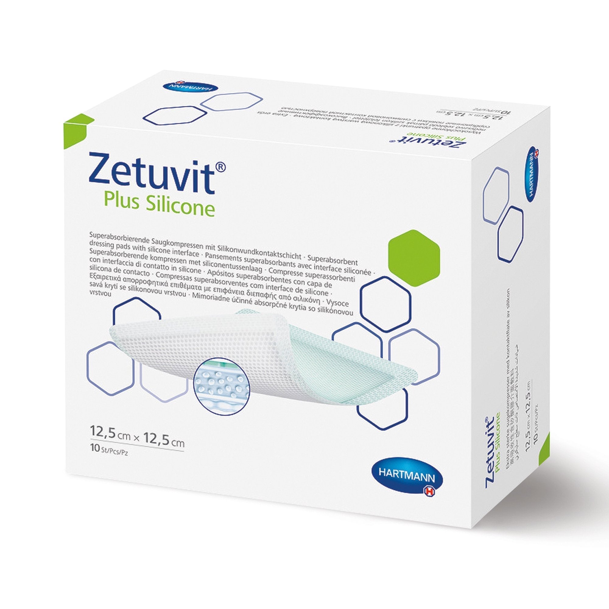 Super Absorbent Dressing Zetuvit Plus Silicone Silicone Adhesive 8 X 8 Inch Square