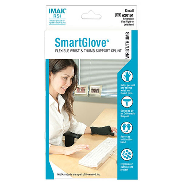 Wrist / Hand Support IMAK RSI SmartGlove with Thumb Support Cotton / Spandex Left or Right Hand Black Small