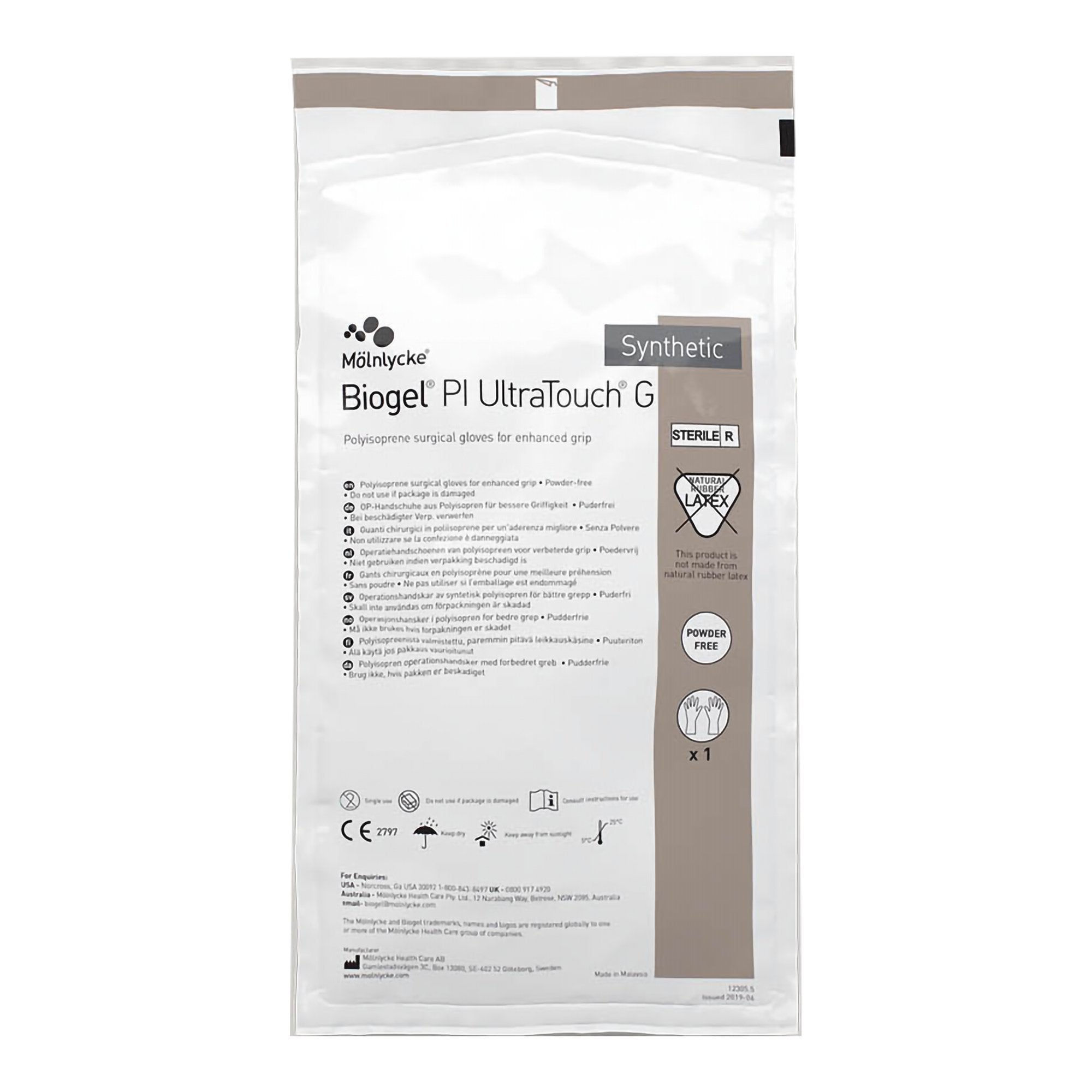 Surgical Glove Biogel PI UltraTouch G Size 6.5 Sterile Polyisoprene Standard Cuff Length Micro Textured Straw Chemo Tested