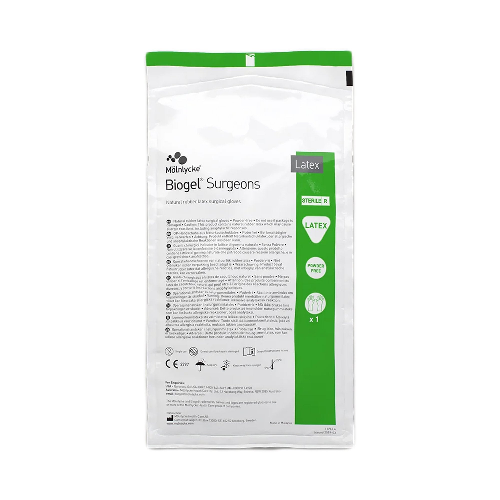 Surgical Glove Biogel Surgeons Size 6 Sterile Latex Standard Cuff Length Micro Textured Straw Not Chemo Approved