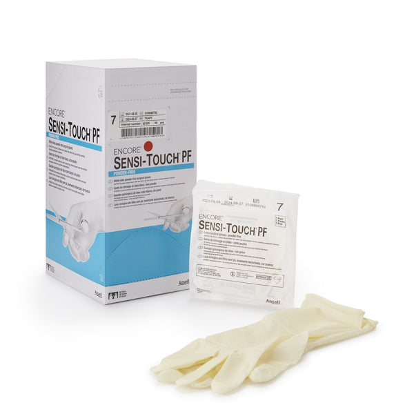 Surgical Glove ENCORE Sensi Touch PF Size 7 Sterile Latex Standard Cuff Length Micro Textured Natural Chemo Tested