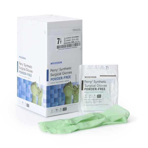 Surgical Glove McKesson Perry Performance Plus Size 7.5 Sterile Polyisoprene Standard Cuff Length Smooth Green Chemo Tested