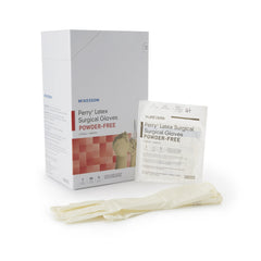 Surgical Glove McKesson Perry Size 5.5 Sterile Latex Standard Cuff Length Smooth Cream Not Chemo Approved