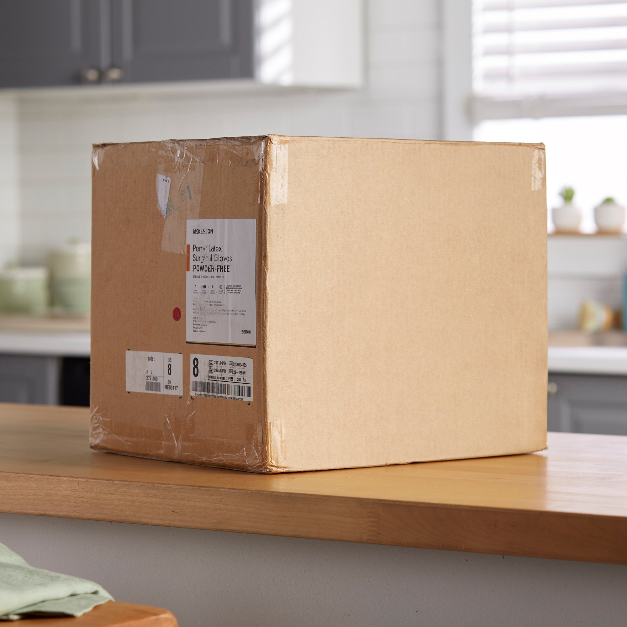 surgical glove mckesson perry size 8 sterile latex standard cuff length smooth brown not chemo approved packaging type box