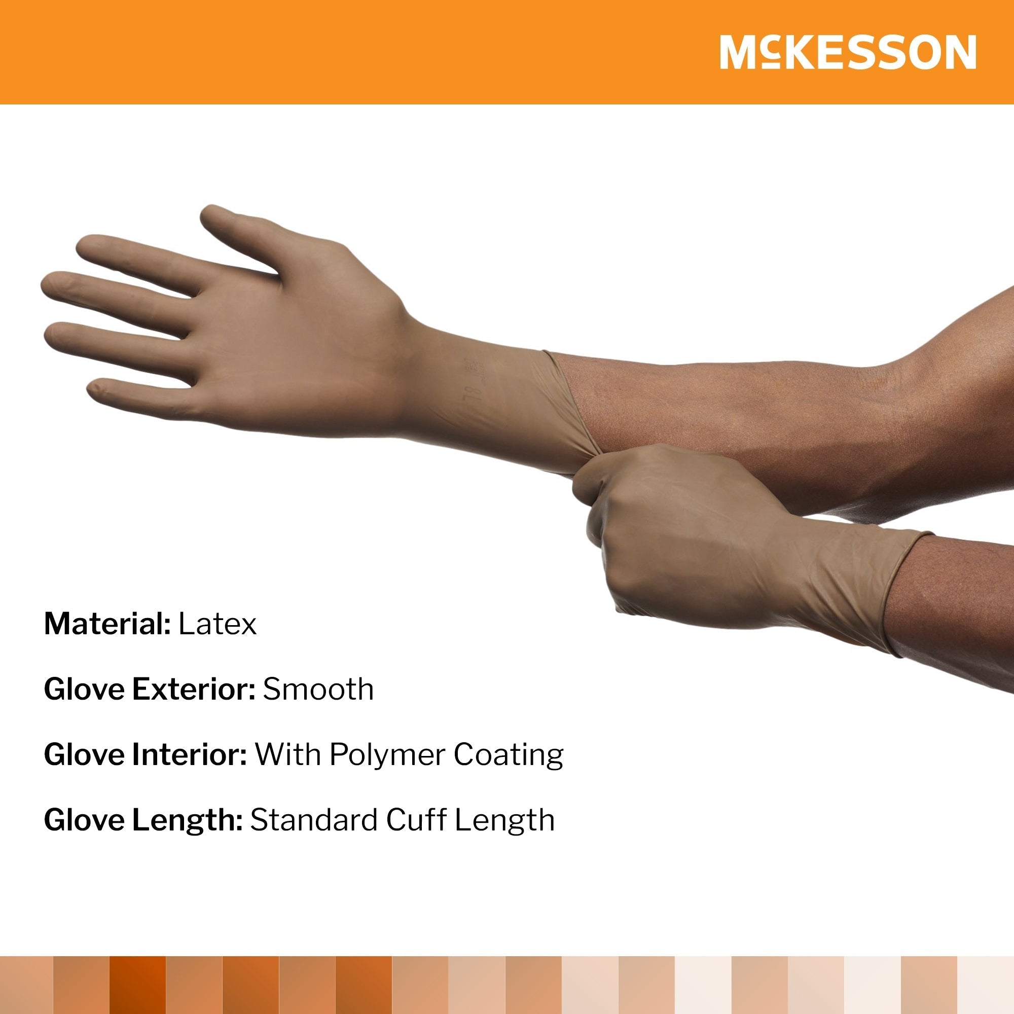 surgical glove mckesson perry size 9 sterile latex standard cuff length smooth brown not chemo approved packaging type box