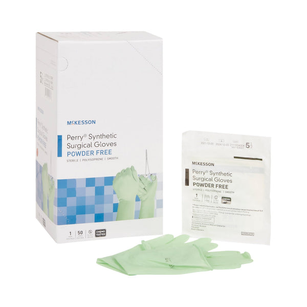Surgical Glove McKesson Perry Performance Plus Size 5.5 Sterile Polyisoprene Standard Cuff Length Smooth Green Chemo Tested