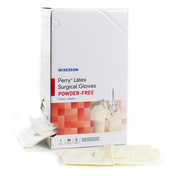Surgical Glove McKesson Perry Performance Plus Size 7.5 Sterile Latex Standard Cuff Length Smooth Cream Not Chemo Approved