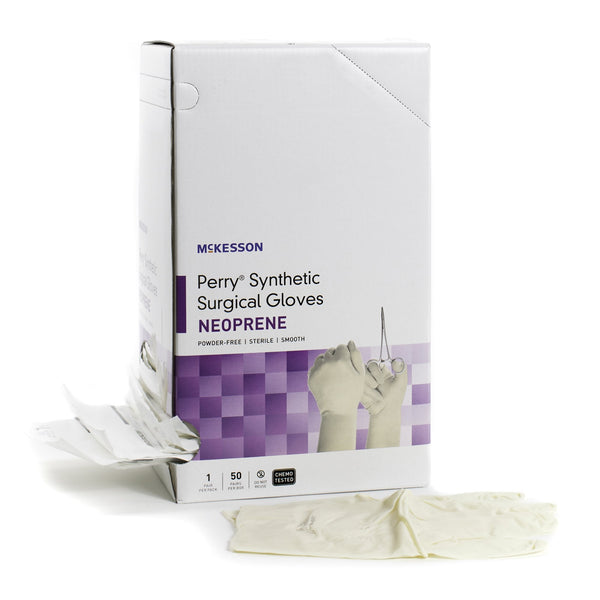 Surgical Glove McKesson Perry Synthetic Surgical Gloves Size 5.5 Sterile Polychloroprene Standard Cuff Length Smooth Cream Chemo Tested