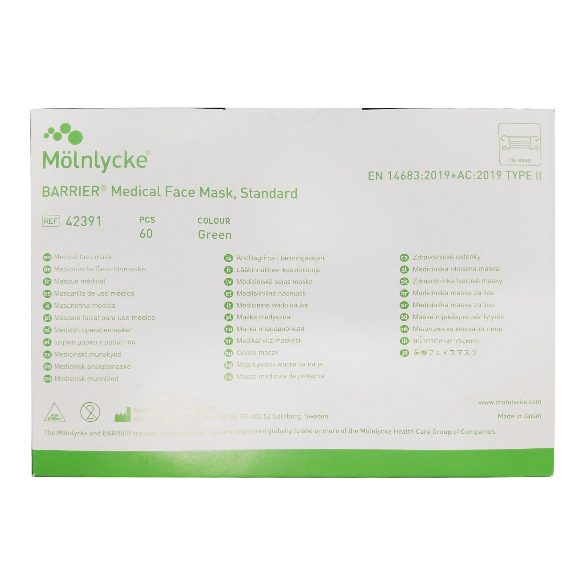 Surgical Mask Barrier Standard Not Rated Tie Closure One Size Fits Most