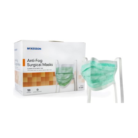 Surgical Mask McKesson Anti-fog ASTM Level 1 Tie Closure One Size Fits Most,  Packaging Type- Case