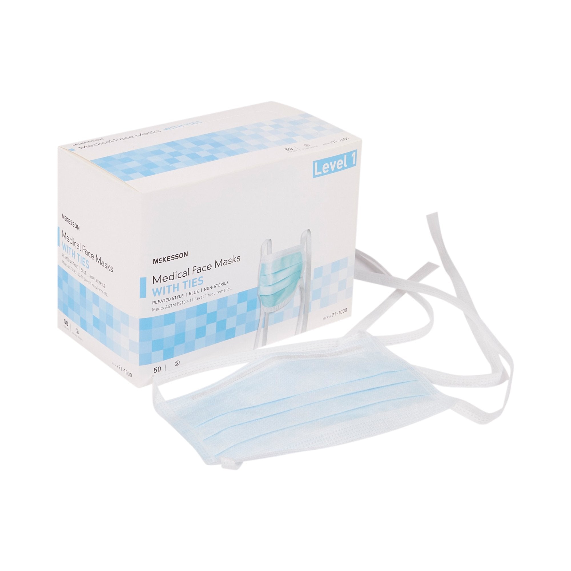 Surgical Mask McKesson ASTM Level 1 Tie Closure One Size Fits Most
