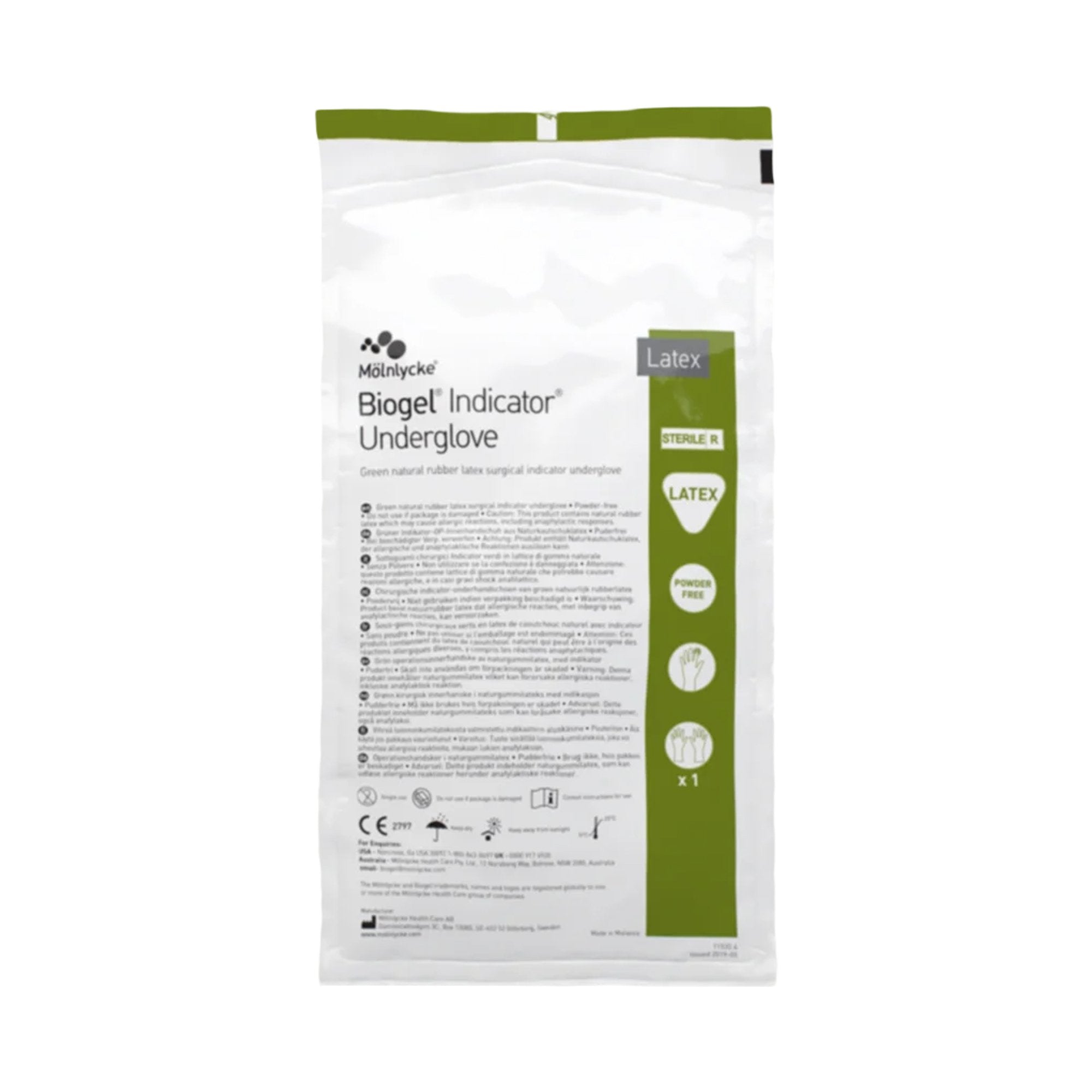 Surgical Underglove Biogel Indicator Underglove Size 8.5 Sterile Latex Standard Cuff Length Smooth Green Not Chemo Approved