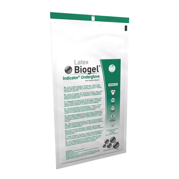 Surgical Underglove Biogel Indicator Underglove Size 8 Sterile Latex Standard Cuff Length Smooth Green Not Chemo Approved