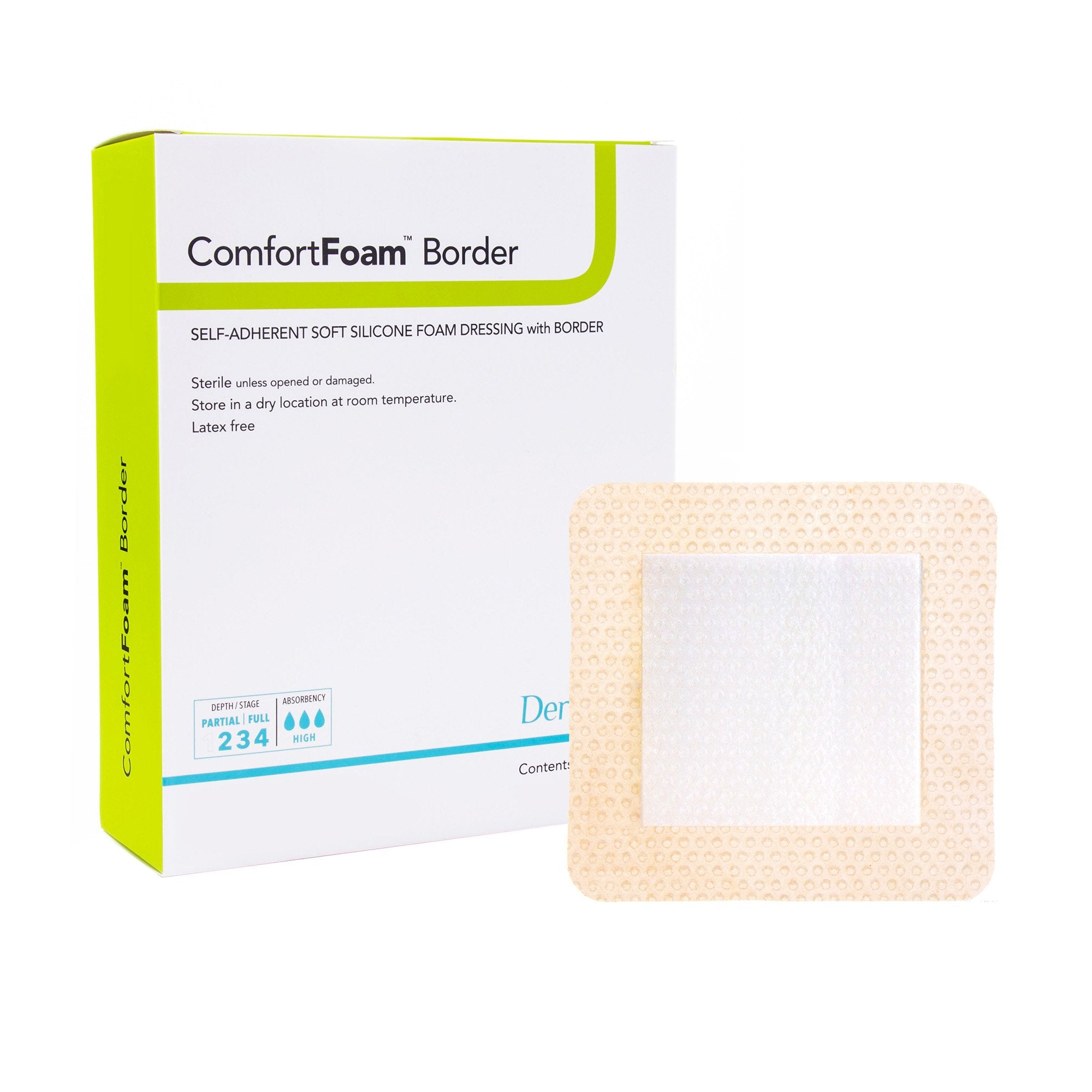 Foam Dressing ComfortFoam™ Border 5 X 8 Inch With Border Waterproof Backing Silicone Adhesive Elbow / Heel Sterile