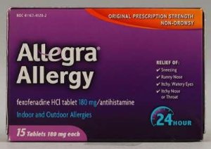 Allergy Relief Allegra 180 mg Strength Tablet 15 per Box, Packaging Type- Box