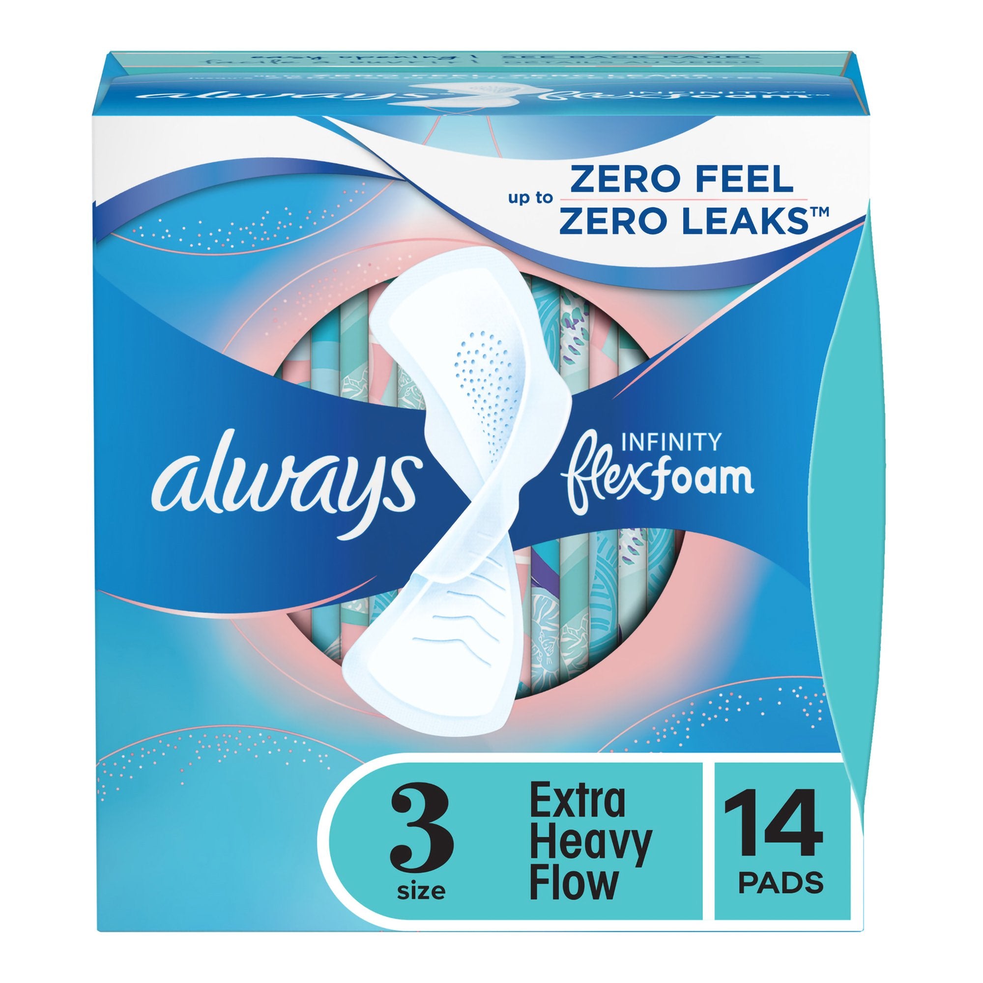 Feminine Pad Always® Infinity FlexFoam Extra Heavy Flow WIth Wings Heavy Absorbency