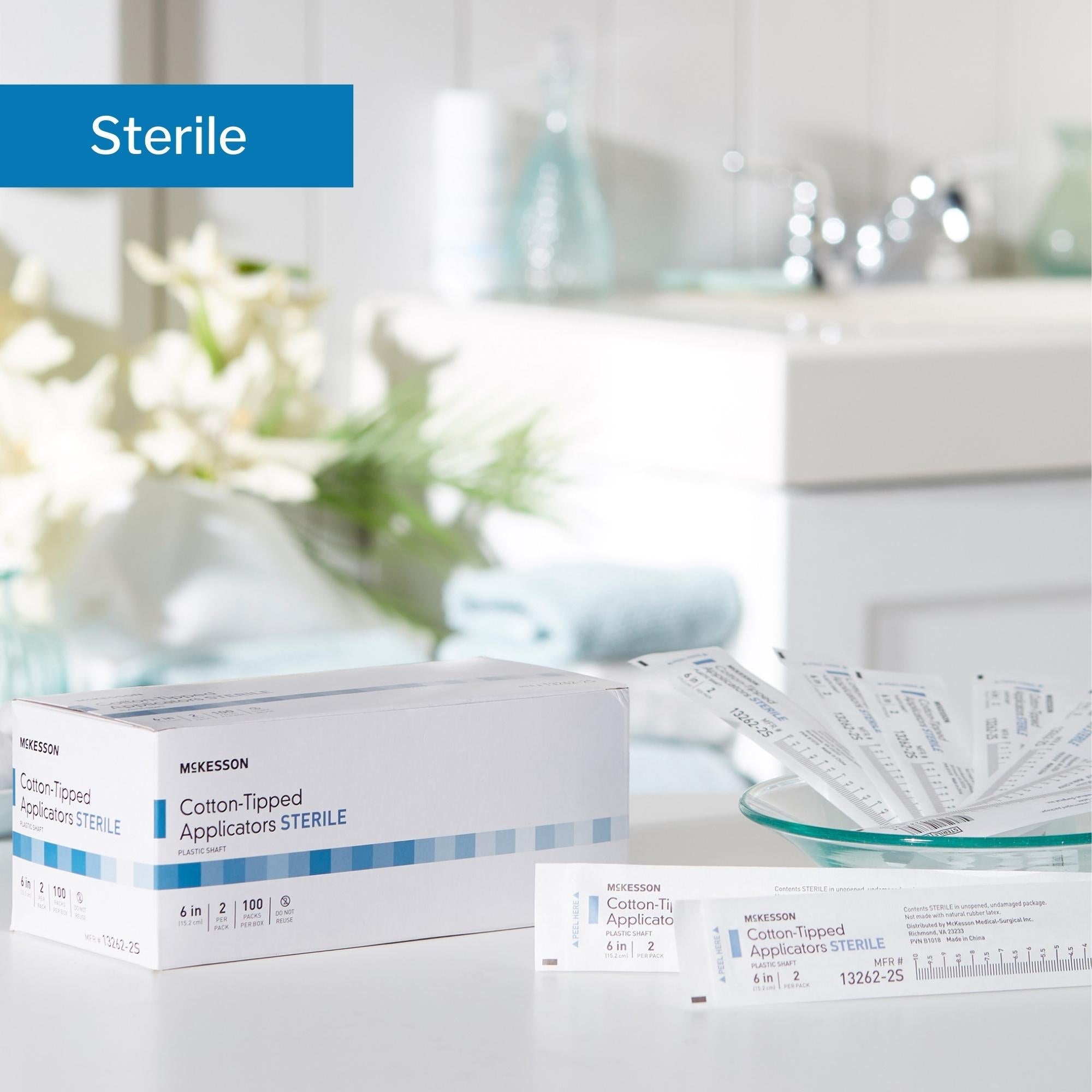 swabstick mckesson cotton tip plastic shaft 6 inch sterile 2 per pack packaging type box