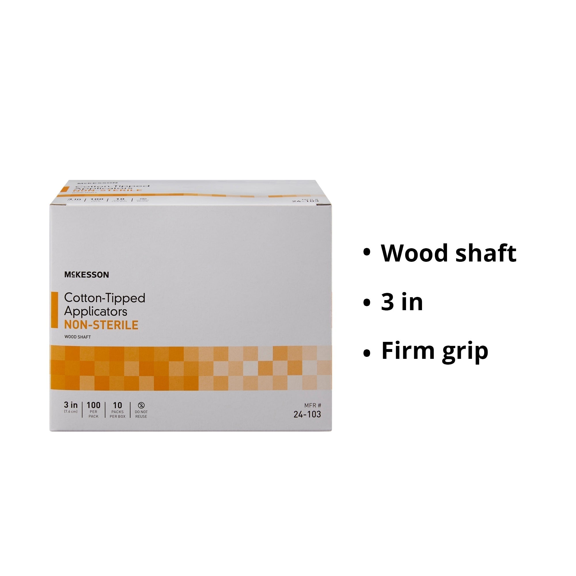 swabstick mckesson cotton tip wood shaft 3 inch nonsterile 100 per pack packaging type box