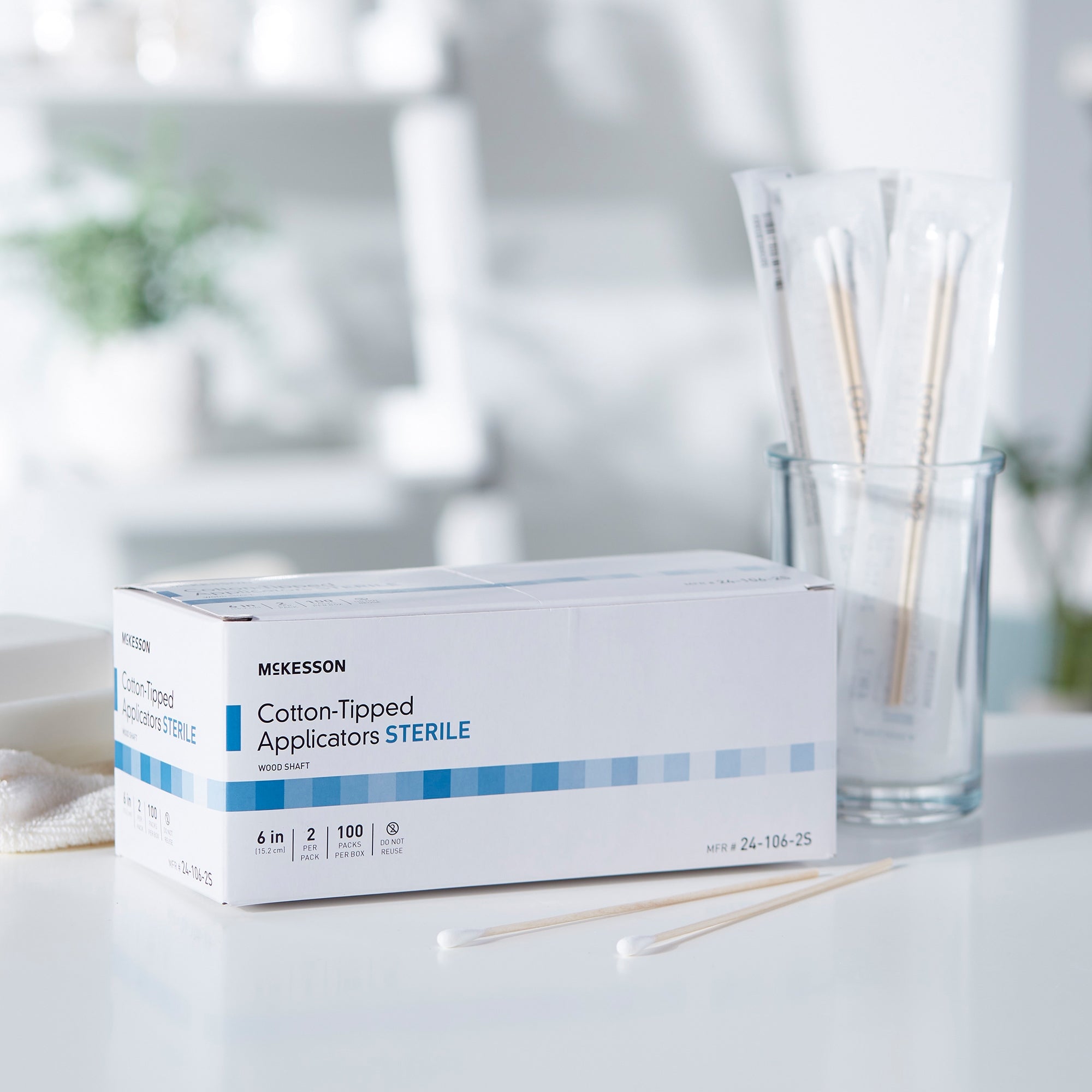swabstick mckesson cotton tip wood shaft 6 inch sterile 2 per pack packaging type box