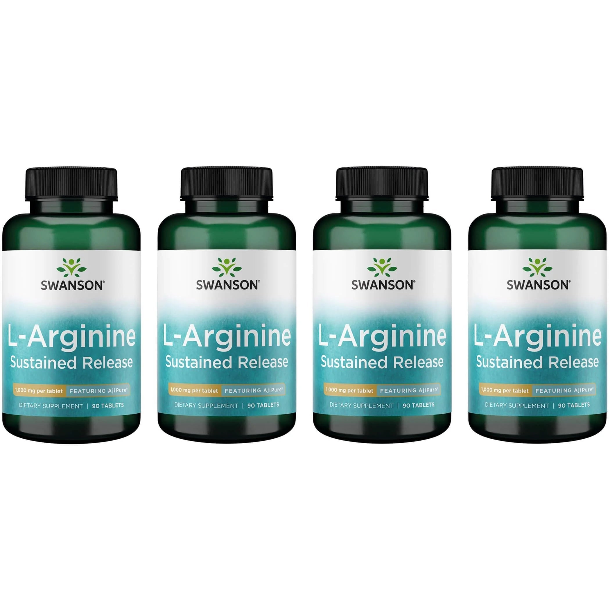 Swanson L Arginine Sustained Release   Featuring Ajipure 1,000 Mg 90 Tabs 4 Pack