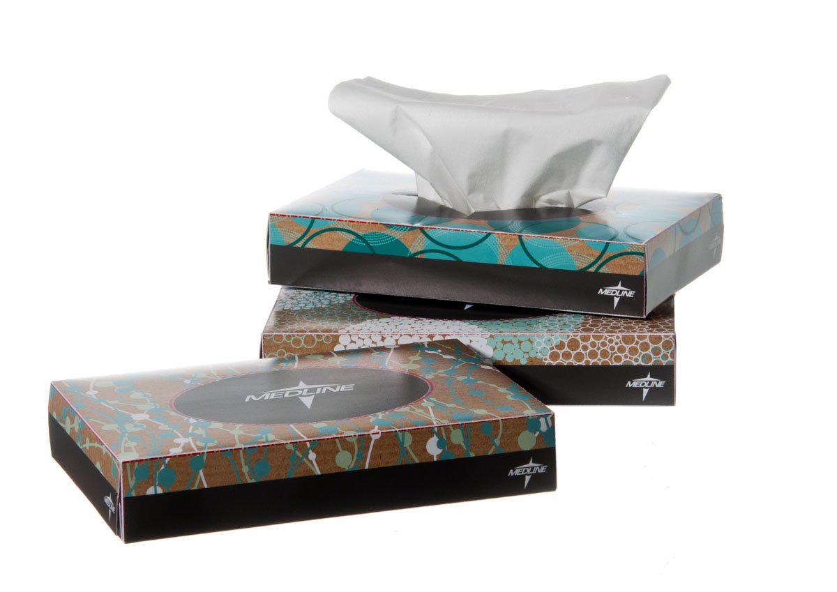Medline Facial Tissue White 5 X 7-1/2 Inch 40 Count