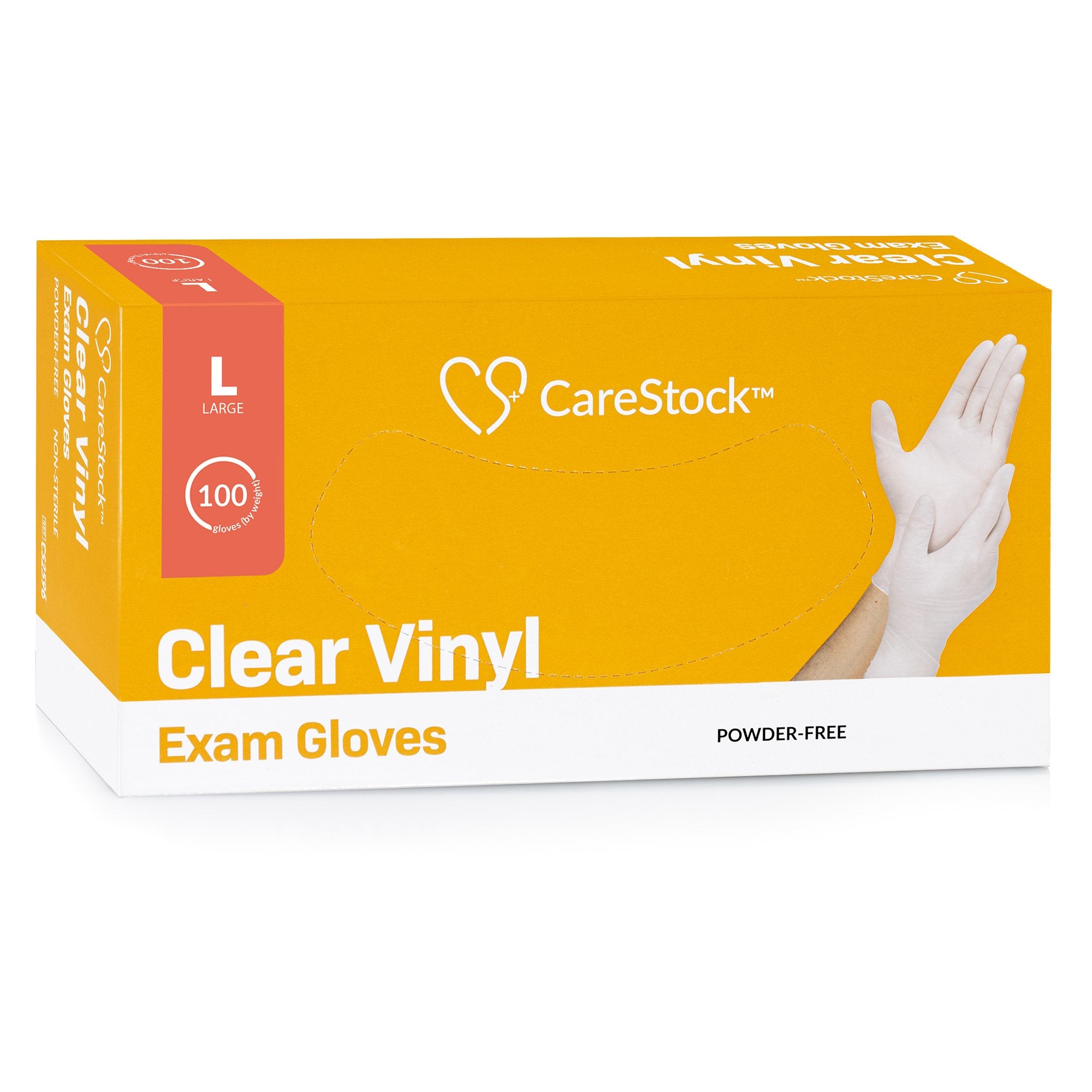 Exam Glove CareStock Large NonSterile Vinyl Standard Cuff Length Smooth Clear Not Rated