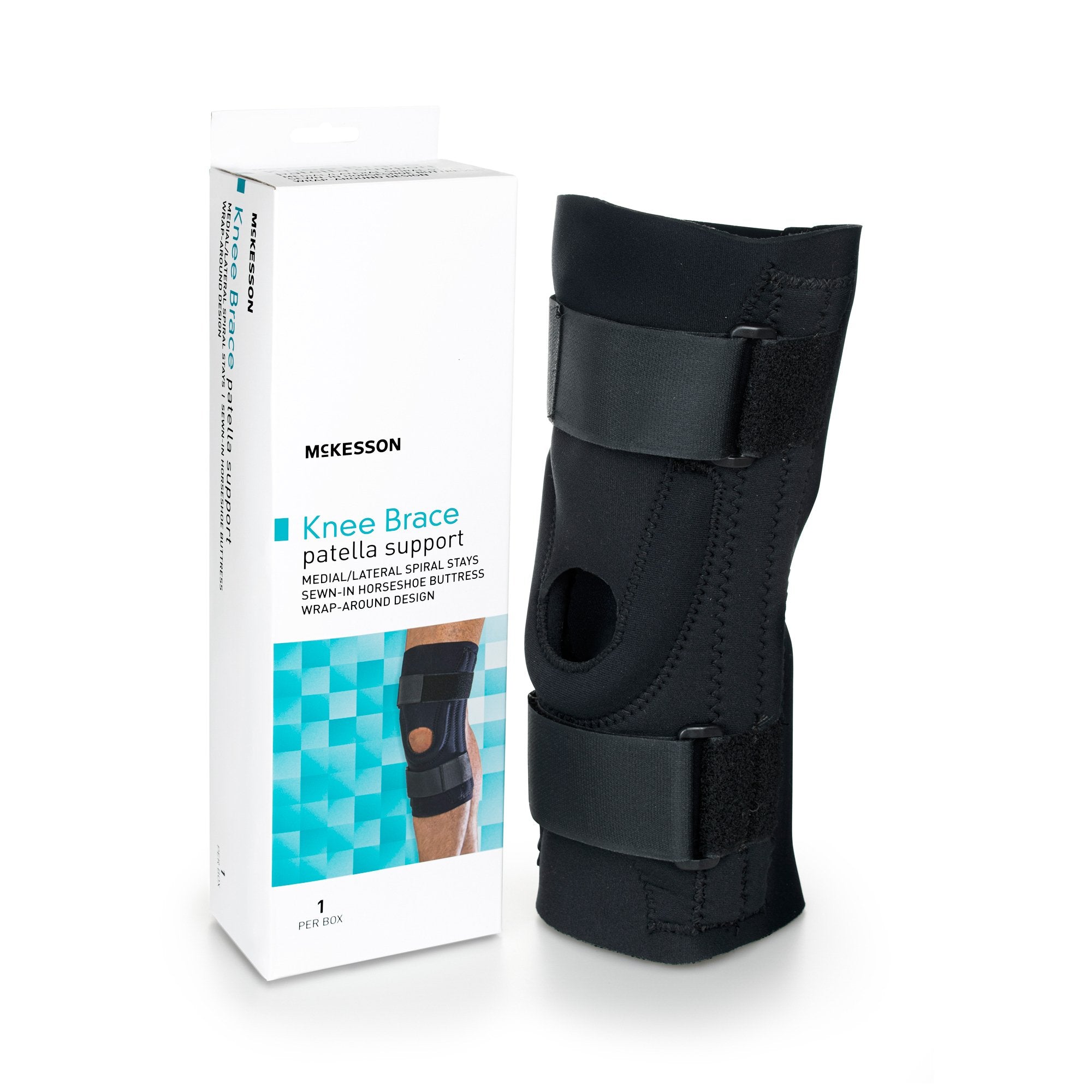 Knee Brace McKesson Large Pull-On / D-Ring / Hook and Loop Strap 20-1/2 to 23 Inch Circumference Left or Right Knee, Packaging Type- Each