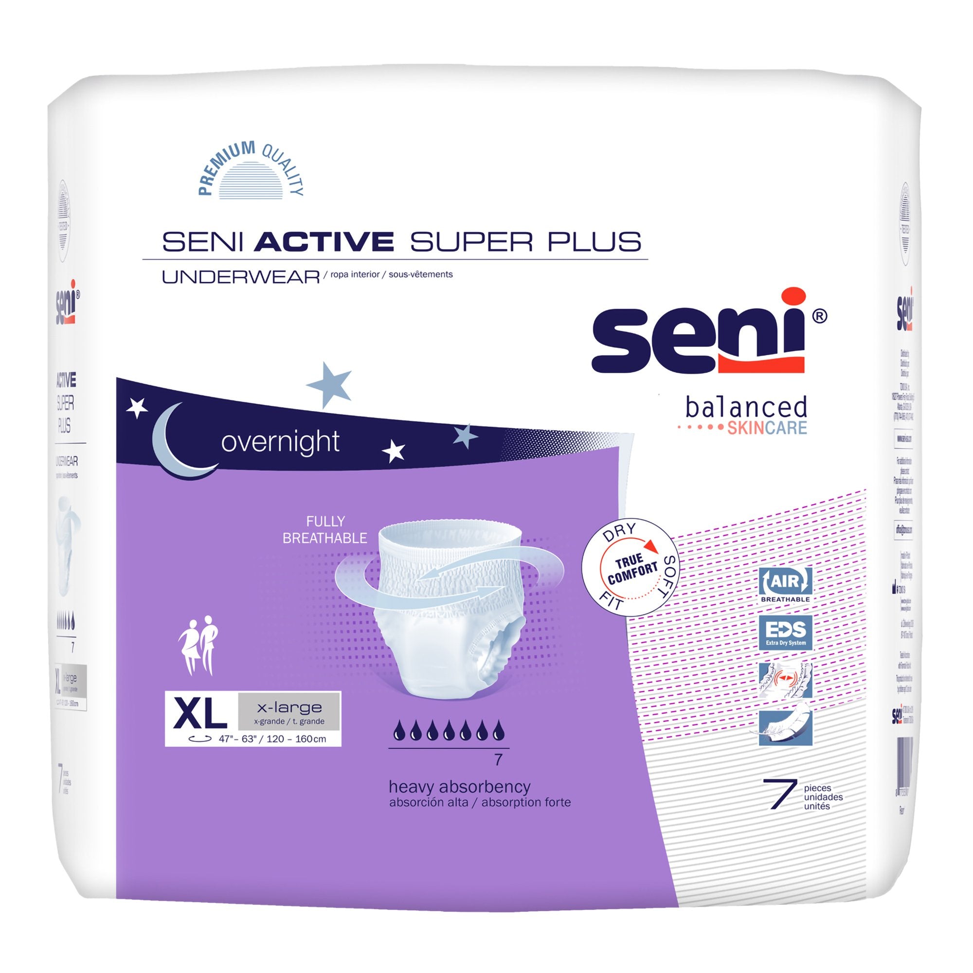 Unisex Adult Absorbent Underwear Seni Active Super Plus Pull On with Tear Away Seams X-Large Disposable Heavy Absorbency, Packaging Type- Case