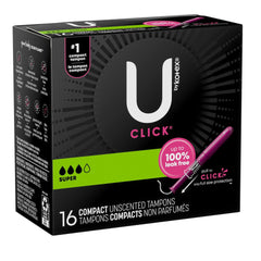 Tampon U by Kotex Click Super Absorbency Plastic Applicator Individually Wrapped
