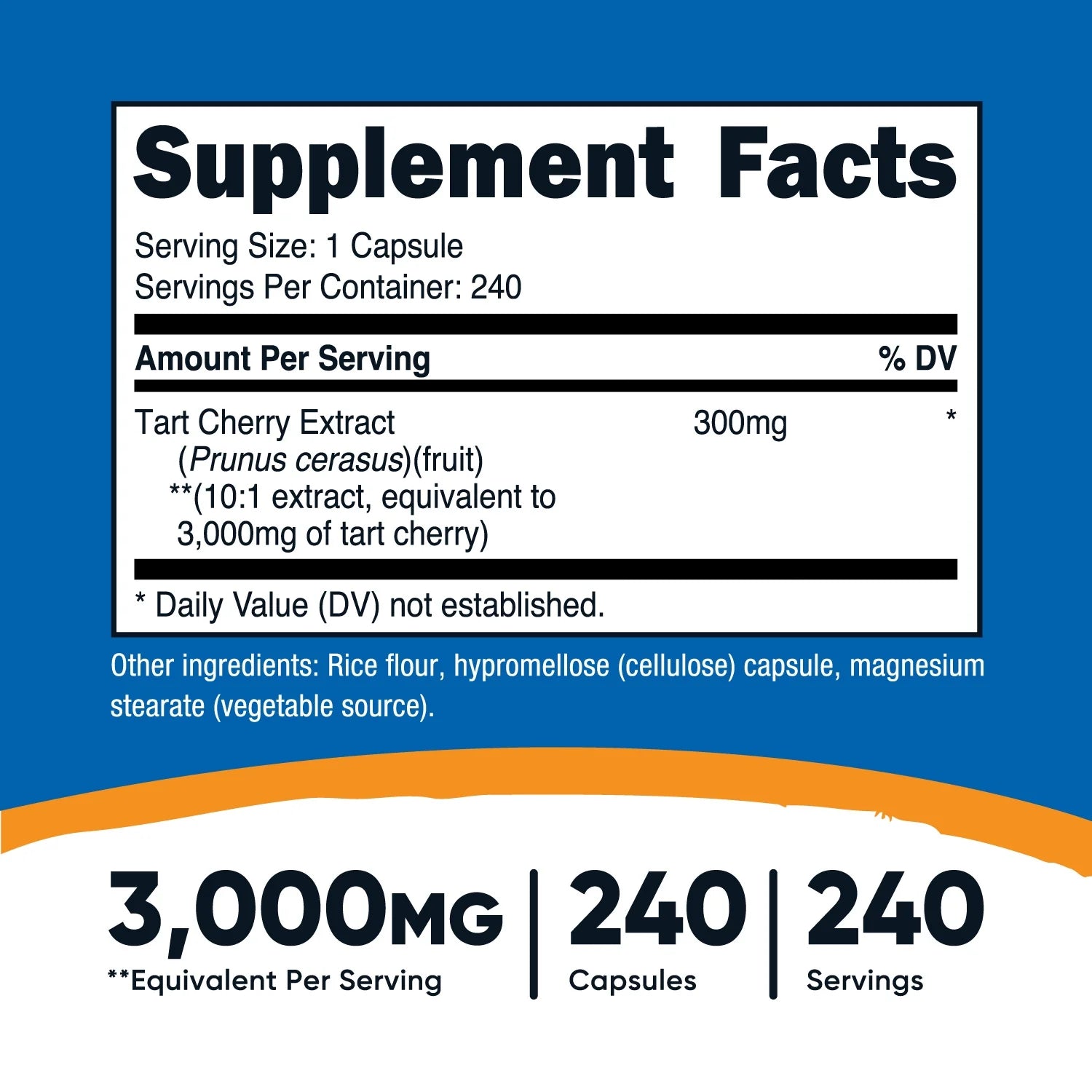 Tart Cherry Extract 3000Mg, 240 Vegetarian Capsules   Gluten Free, Non Gmo Supplement