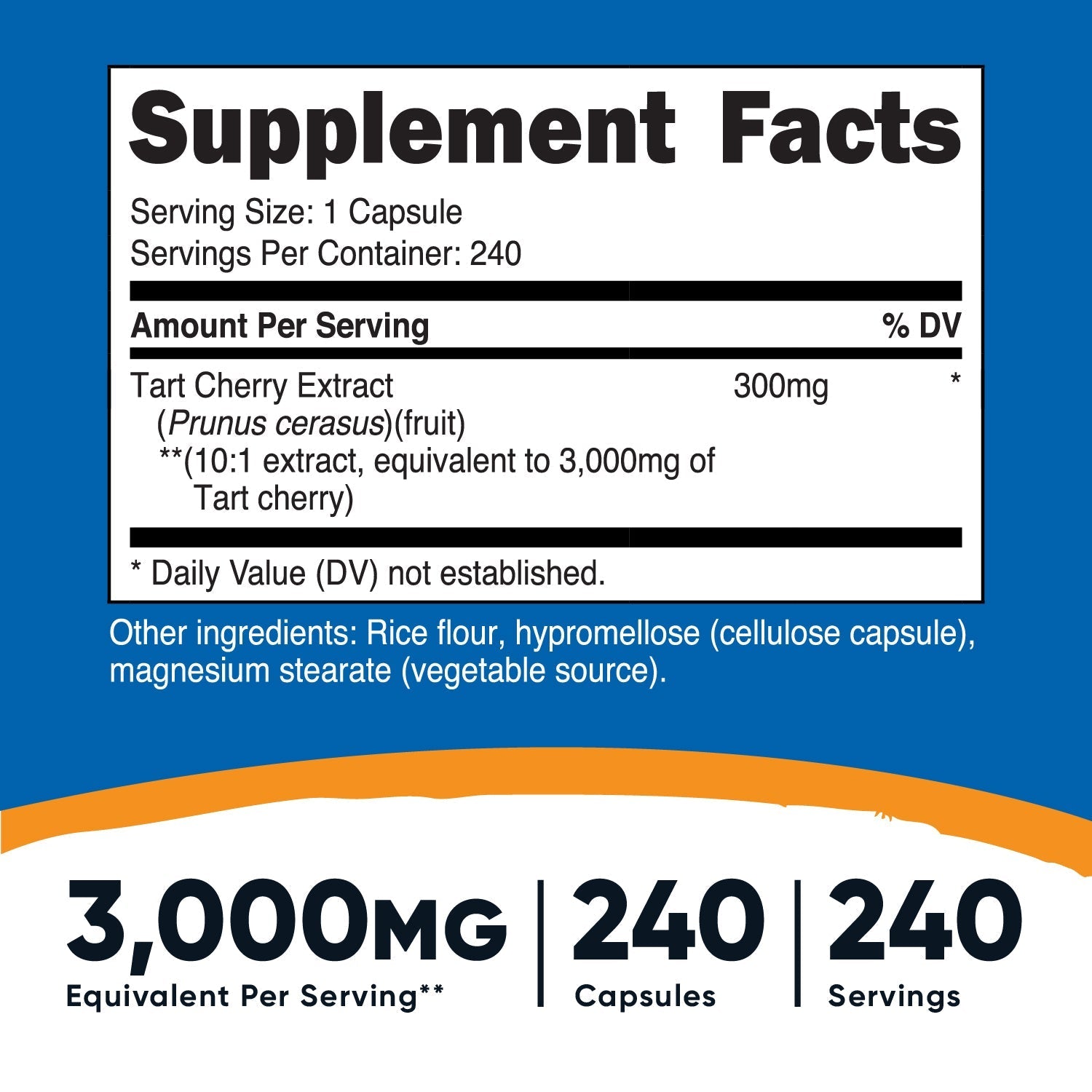 Tart Cherry Extract 3000Mg, 240 Vegetarian Capsules   Gluten Free, Non Gmo Supplement