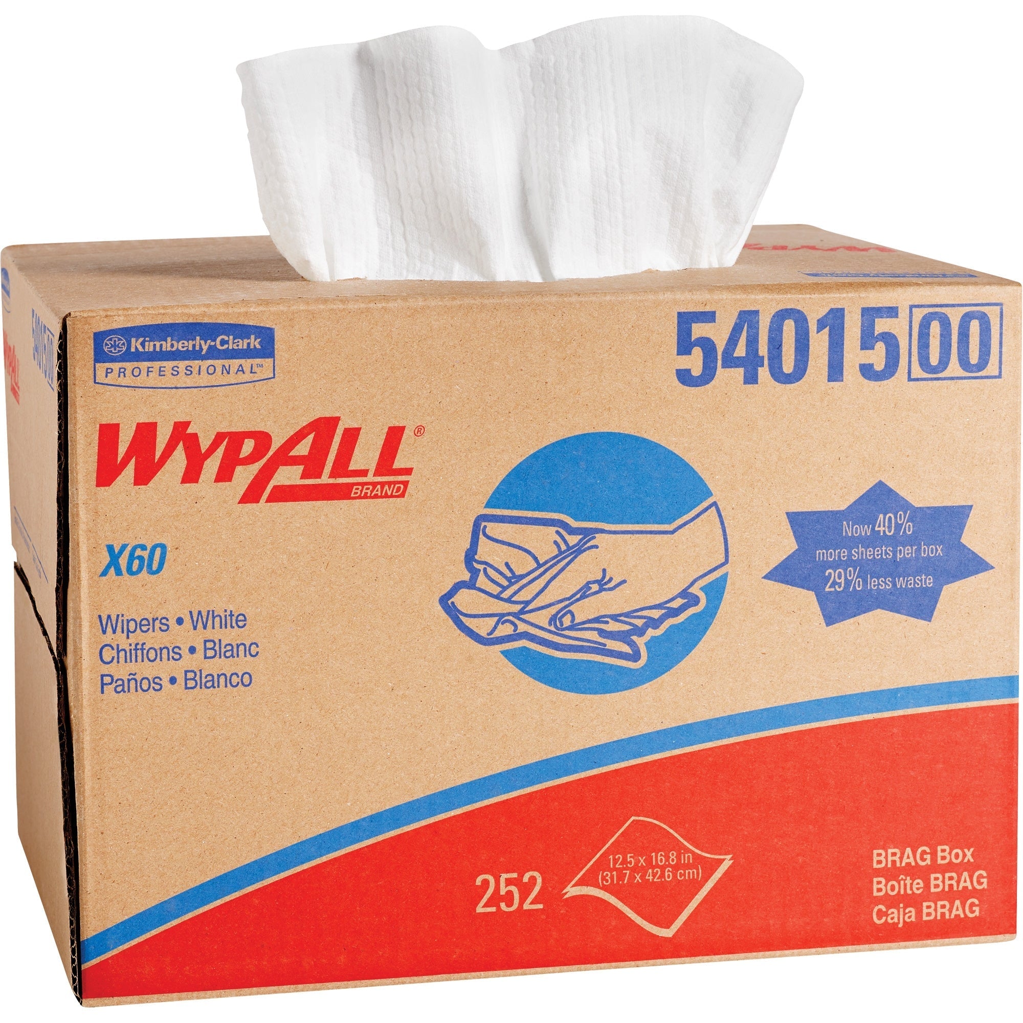 Task Wipe WypAll X60 252 Count Dispenser Box 12 1/2 X 16 4/5 Inch NonSterile Disposable