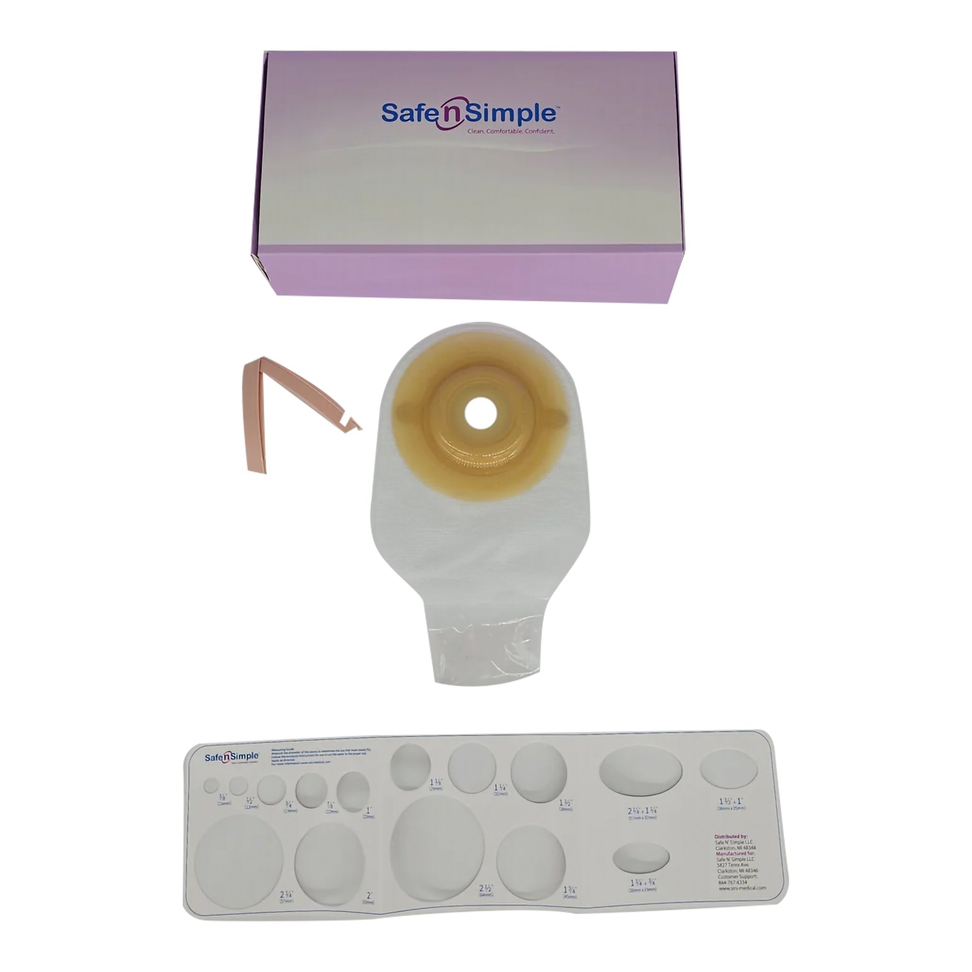 Ostomy Pouch Safe n Simple One-Piece System 12 Inch Length Convex, Pre-Cut 1 Inch Stoma Drainable