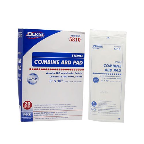 Abdominal Pad Dukal™ 8 X 10 Inch 1-Ply Sterile 1 per Pack