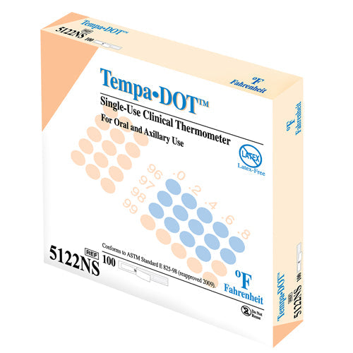tempa dot disposable thermometer non sterile bx 100