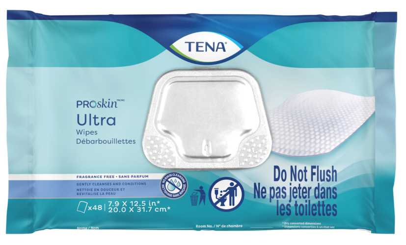 Personal Cleansing Wipe TENA ProSkin Ultra Soft Pack Unscented 48 Count, Packaging Type- Case