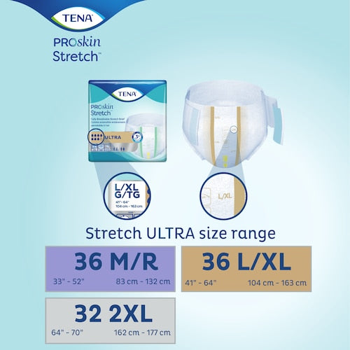 Unisex Adult Incontinence Brief TENA ProSkin Stretch Ultra 2X-Large Disposable Heavy Absorbency, Packaging Type- Case