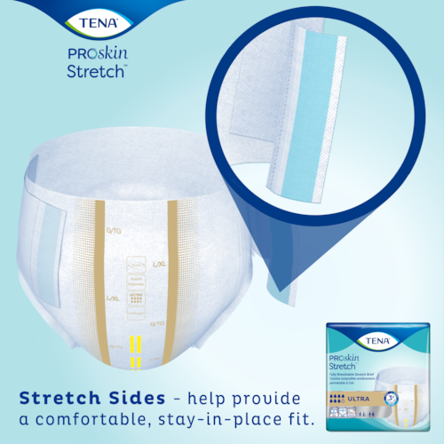 Unisex Adult Incontinence Brief TENA ProSkin Stretch Ultra 2X-Large Disposable Heavy Absorbency, Packaging Type- Case