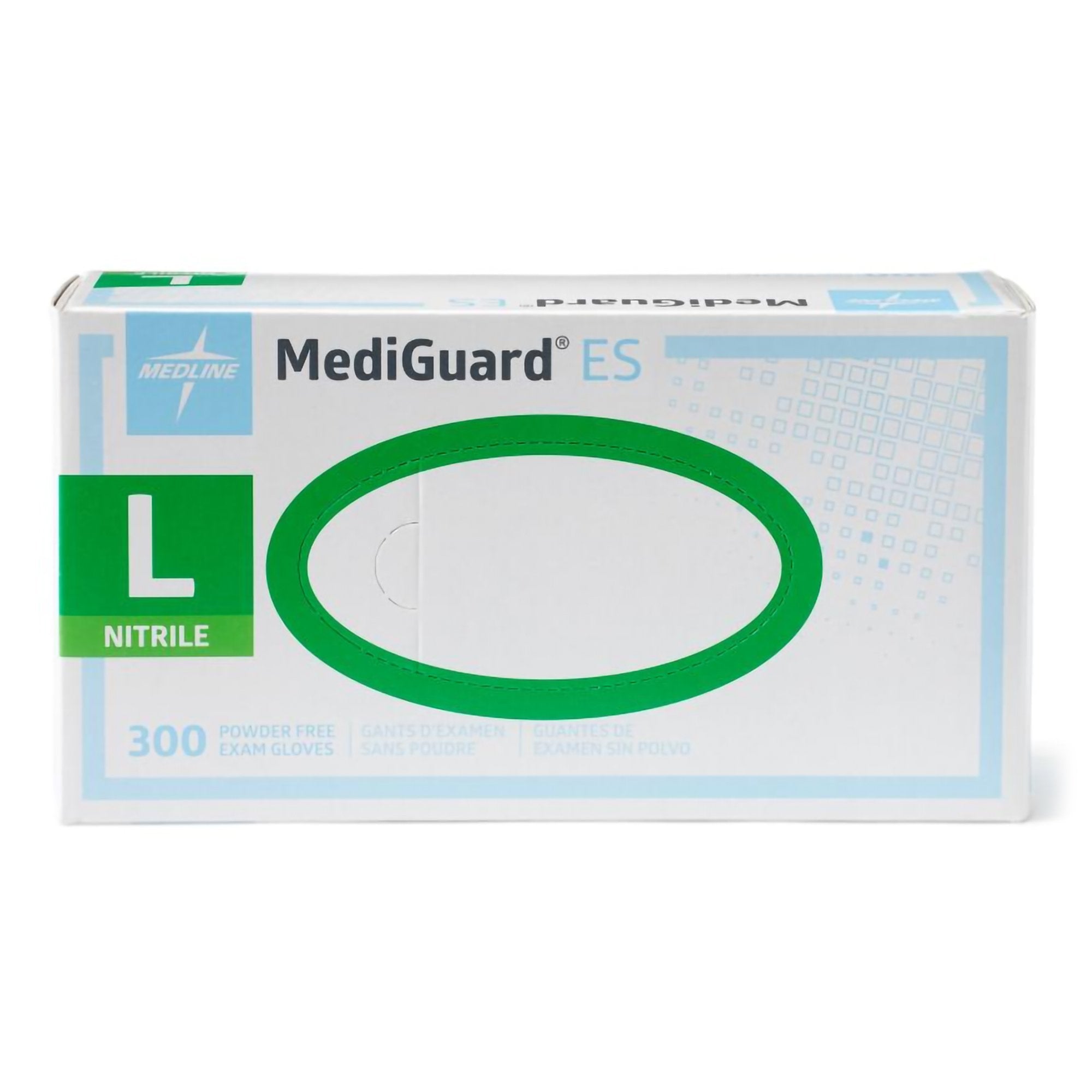 Exam Glove MediGuard ES Large NonSterile Nitrile Standard Cuff Length Textured Fingertips Blue Not Rated, Packaging Type- Box